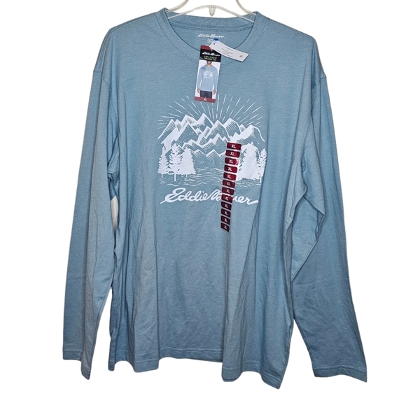 Eddie Bauer Stone Blue Basin Longsleeve Graphic Tee Size XL - Picture 1 of 5